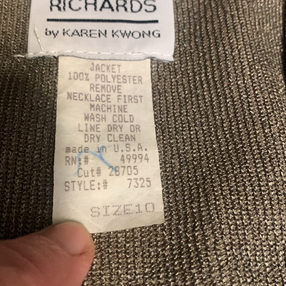 R&M Richard’s Olive Green Floral Print Pantsuit - Picture 4 of 10